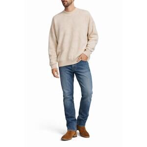 Aelfric Eden Ivory Fuzzy Knit Sweater Crewneck Ribbed Soft Streetwear L